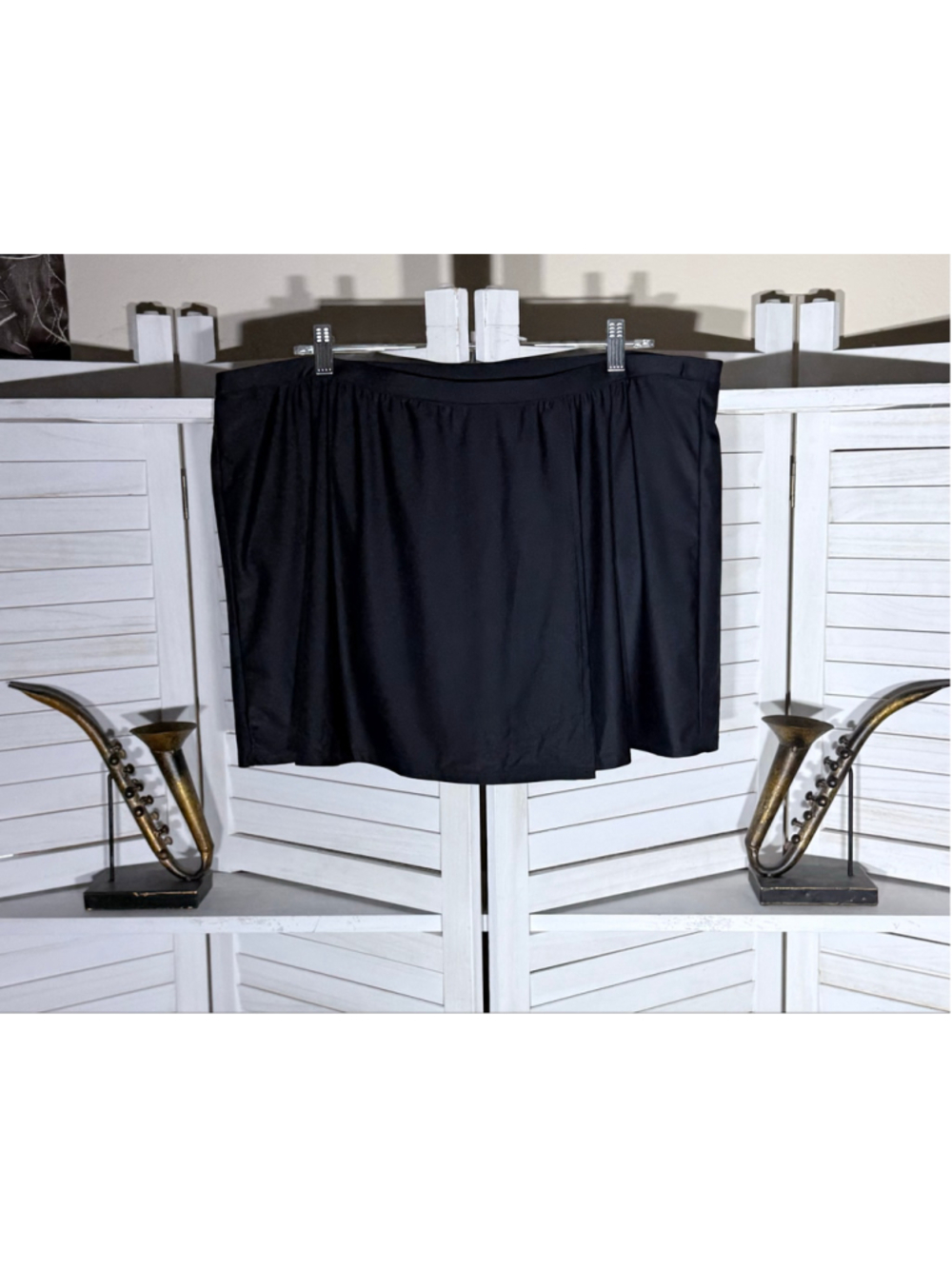 Black swimsuit wrap skirt & bikini bottom combo resort cruise travel sz 26 W